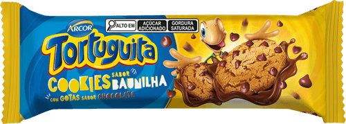 Biscoito Cookie Baunilha com Gotas de Chocolate Tortuguita Pacote 60g