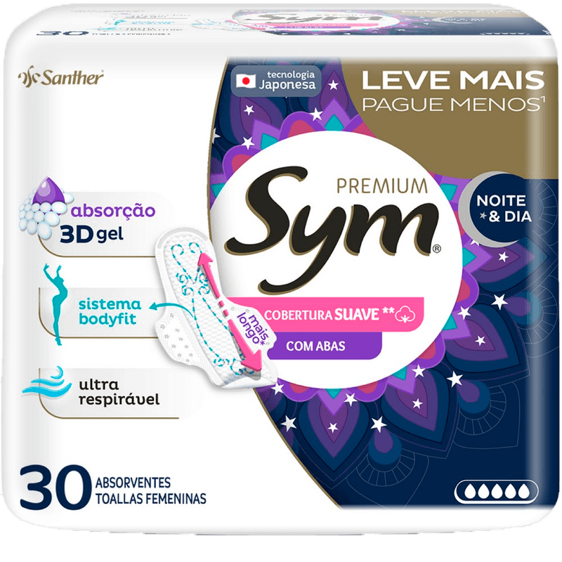 Absorvente-Sym-noturno-Suave-com-Abas-