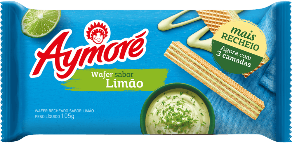 Biscoito Wafer Recheio Limão Aymoré Pacote 105g