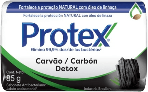 Sabonete em Barra Antibacteriano com Óleo de Linhaça Protex Carvão Detox Envoltório 85g