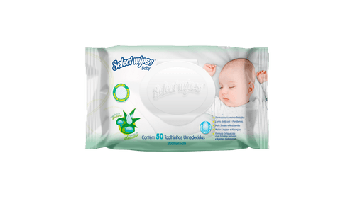 Toalha Umedecida Extrato de Aloe Vera Select Wipes Baby 50 Unidades