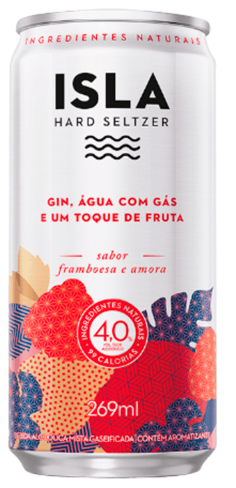 Drink Pronto Isla Hard Seltzer Framboesa E Amora Lata 269ml