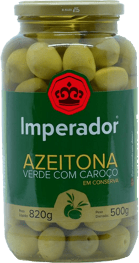 Azeitona Verde Imperador c/ Caroço Vidro 500g