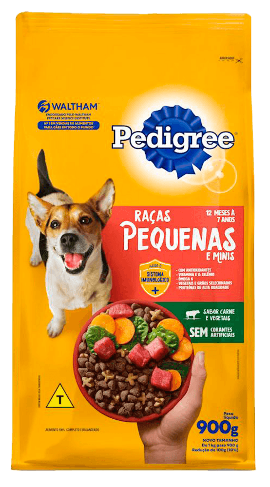 Alimento-100--Completo-e-Balanceado-para-Caes-Adultos-Carne-e-Vegetais-Pedigree-Pacote-900g