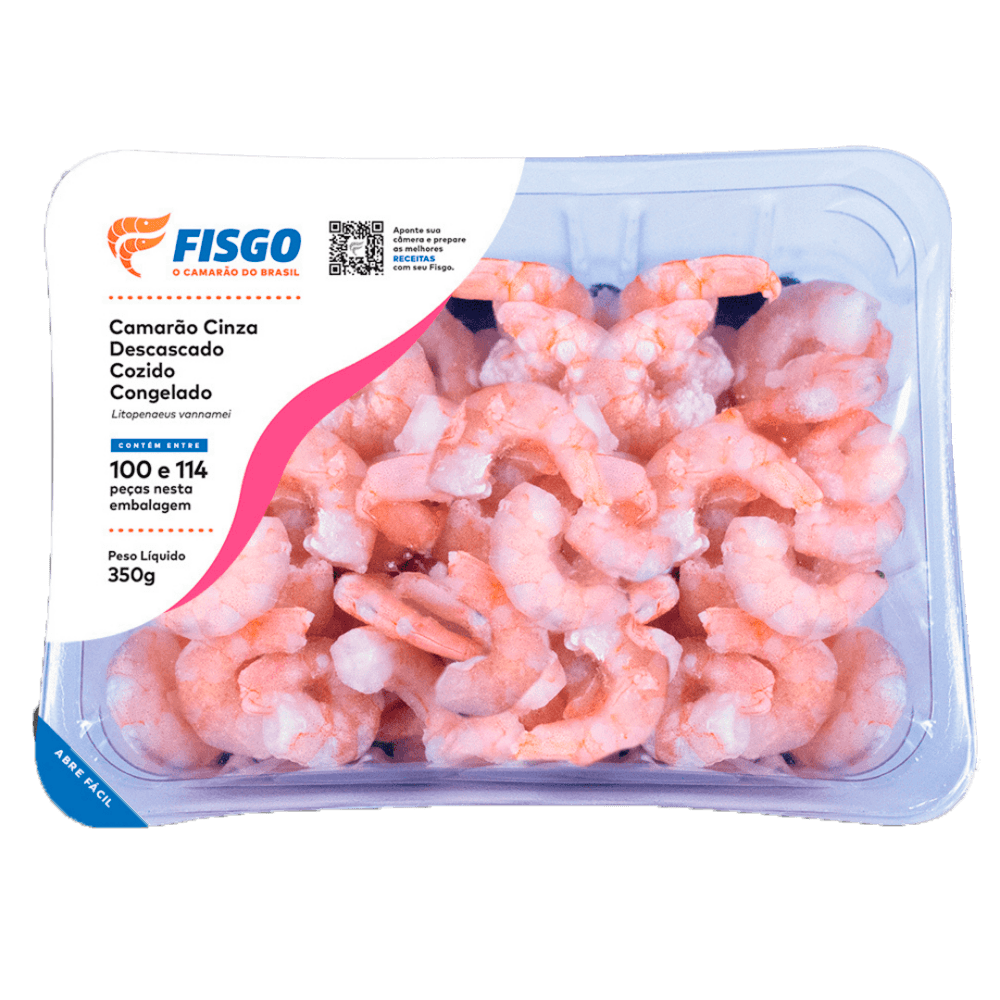 Camarão Fisgo Descascado 100/114 Bandeja Congelado 350g