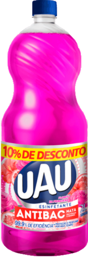 Desinfetante Uau Flor da Primavera Leve 2L Pague 1,8L