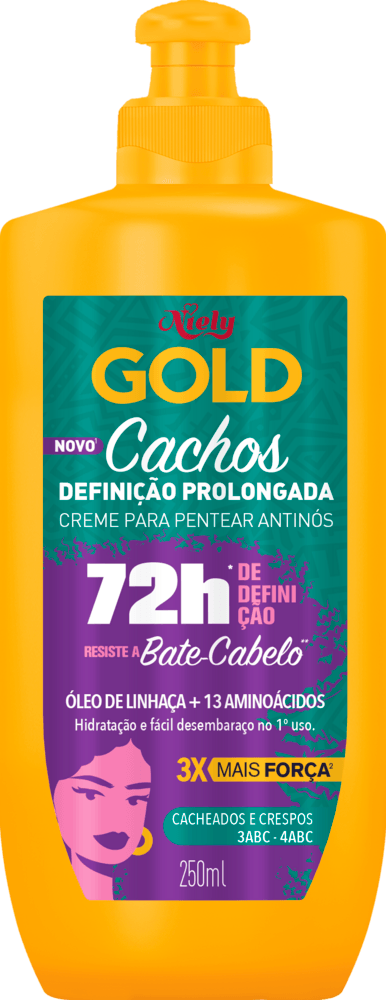 Creme para Pentear Niely Gold Cachos Definição Prolongada Frasco 250ml
