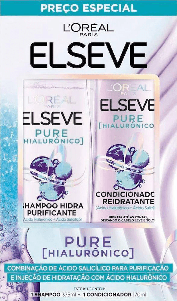 Kit-Shampoo-375ml---Condicionador-170ml-Hidra-Purificante-L-oreal-Paris-Elseve-Pure-Hialuronico-Preco-Especial