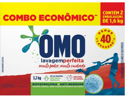 Lava-Roupas em Pó Omo Lavagem Perfeita Caixa 3,2kg 2 Unidades de 1,6kg Cada Combo Econômico