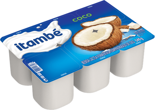 Bebida Láctea Fermentada com Preparado de Fruta Coco Itambé Bandeja 540g 6 Unidades