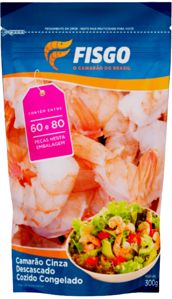 Camarão Fisgo Descascado 60/80 Pacote Congelado 300g