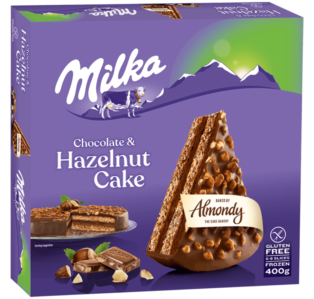 Torta de Chocolate e Avelã sem Glúten Congelada Milka Almondy 400g