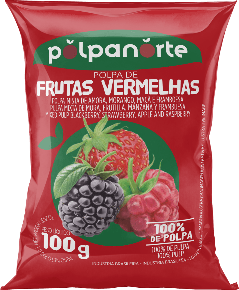 Polpa de Fruta Frutas Vermelhas Polpanorte 100g