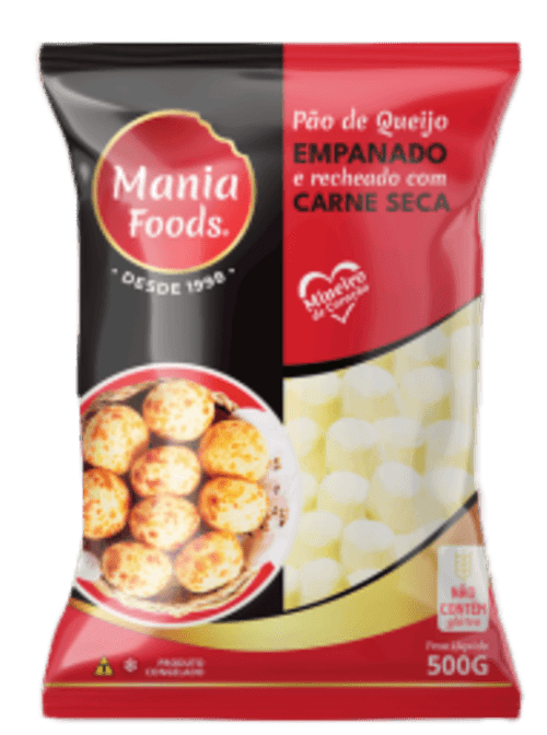 PAO QUEIJO MANIA FOODS 500G PACOTE C/ CARNE SECA