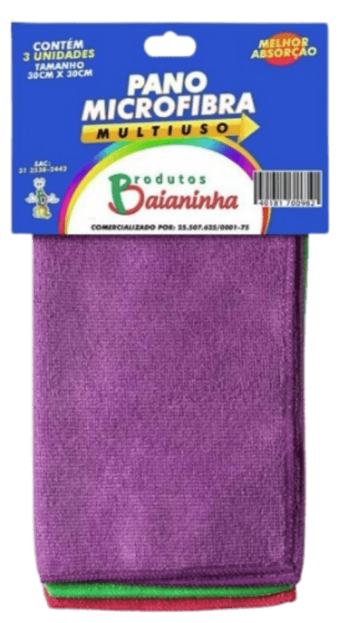 PANO MICROFIBRA 30CM X 30CM KIT C/ 3