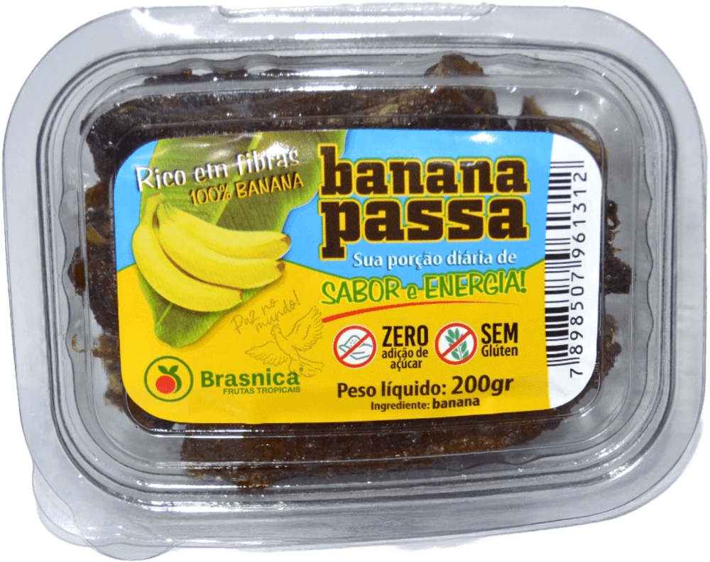 Banana Passas Brasnica Zero Açúcar Bandeja 200g