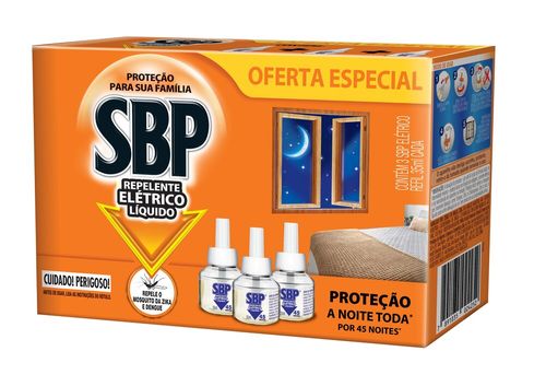 Repelente Elétrico Líquido SBP 45 noites 3 Refis Oferta Especial