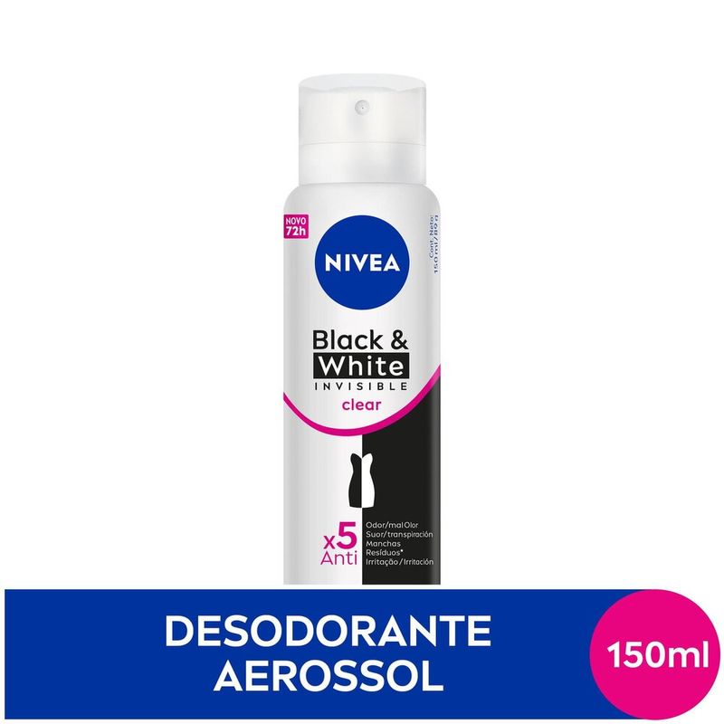 Desodorante-Antitranspirante-Aerossol-Nivea-Invisible-Black---White-Clear-150ml