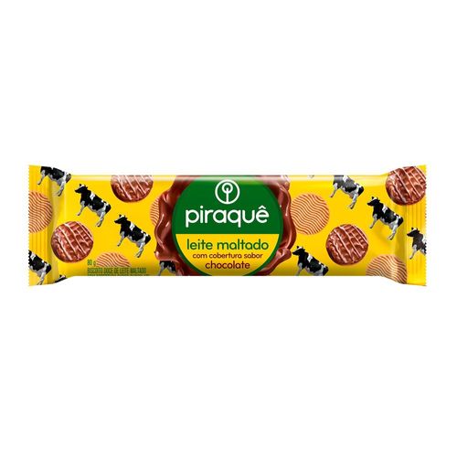 Biscoito Leite Maltado Cobertura Chocolate Piraquê 80g