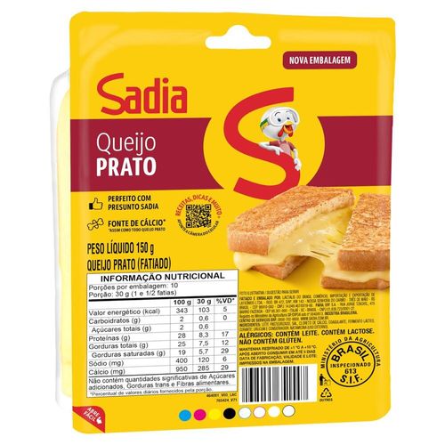 Queijo prato fatiado 150g Sadia