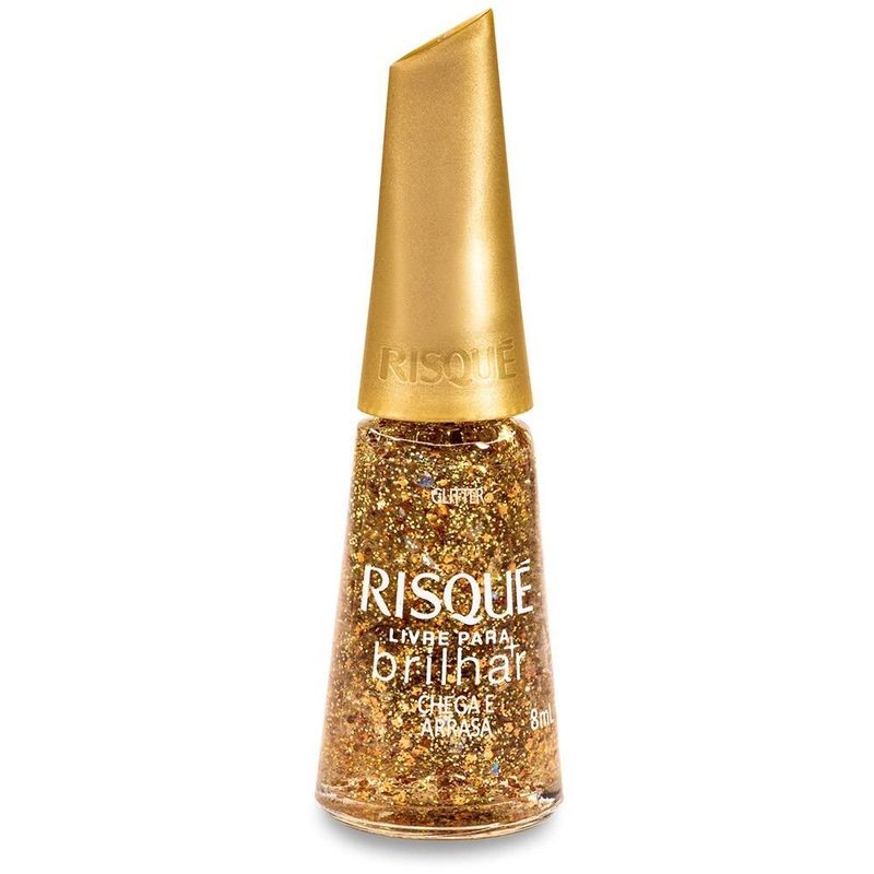 Esmalte-Risque-Livre-para-Brilhar-Glitter-Dourado-Chega-e-Arrasa---8ml