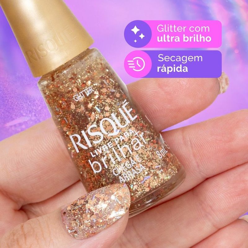 Esmalte-Risque-Livre-para-Brilhar-Glitter-Dourado-Chega-e-Arrasa---8ml