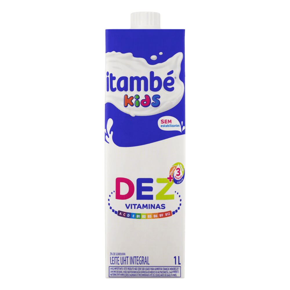 Leite UHT Integral Itambé Kids Dez Vitaminas Caixa com Tampa 1l