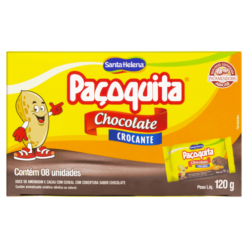 doce de amendoim e cacau com flocos chocolate e avelã paçoquita lovers caixa 120g 8 unidades