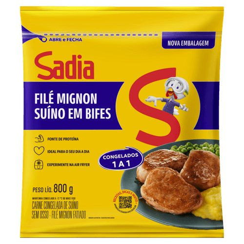FILE MIGNON SUINO FAT SADIA 800G CONG S/OSSO