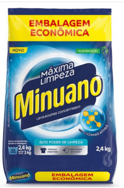 LAVA ROUPA PO CONCENTRADO MINUANO EMB ECONOMICA 2,4KG-PC LIMPEZA MAXIMA
