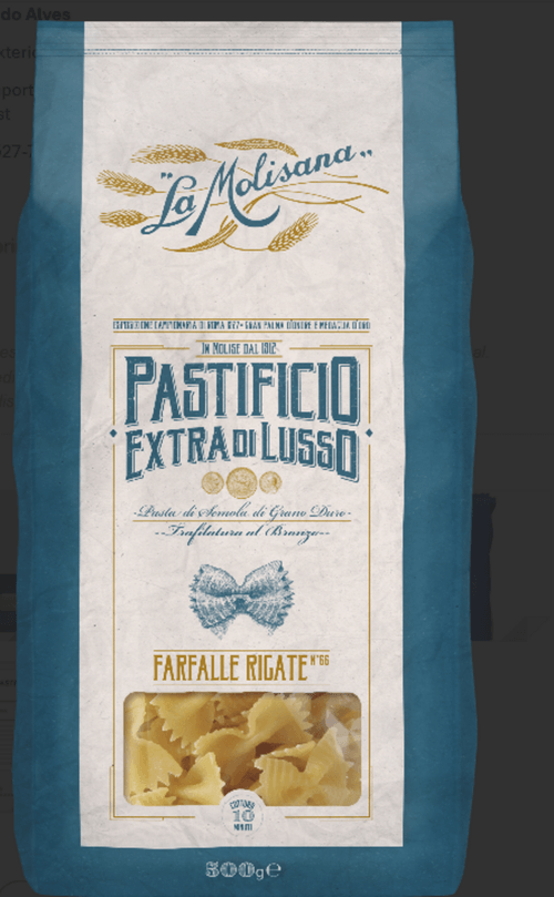 MASSA ITALIANA PASTIFICIO  EXTRA DI LUSSO FARFALLE RIGATE 500G