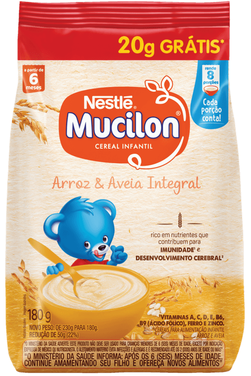 CEREAL INF MUCILON 180G-PC 20G GTS ARROZ/AVEIA