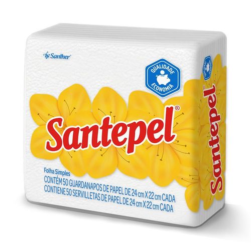 Guardanapo Santepel Folha Simples Pequeno com 50 folhas 24x22cm