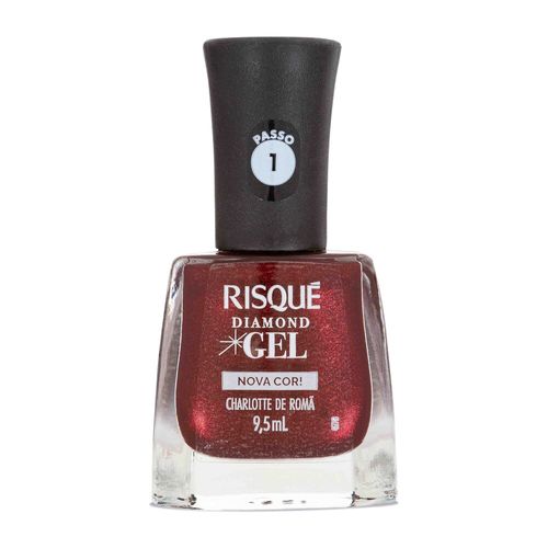 Esmalte Vermelho Risqué Diamond Gel Charlotte de Romã Metálico 9,5 ml