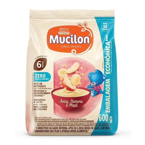 Cereal Infantil Mucilon Aveia, Banana e Maçã Zero 600g