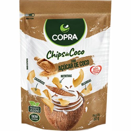 CHIPS COCO VEGAN COPRA 60G-PC ACUCAR COCO