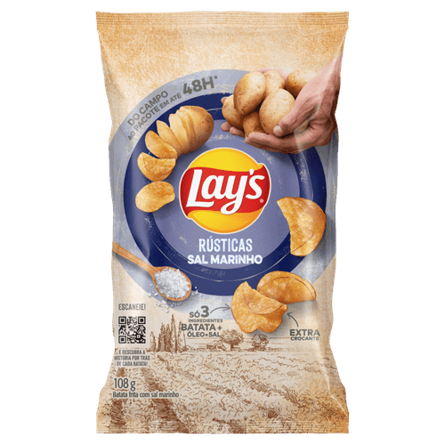 BATATA FRITA LAYS RUSTICAS 108G-PC SAL MARINHO