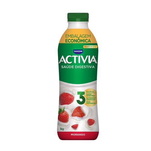 Leite Fermentado Parcialmente Desnatado Morango Activia Garrafa 1kg Embalagem Econômica