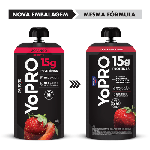 Iogurte YoPRO Pouch 15g de Proteínas Morango 160g