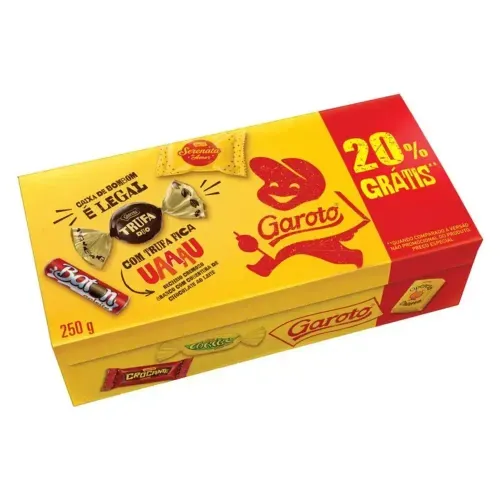BOMBOM GAROTO SORTIDO 250G-CX 20% GRATIS