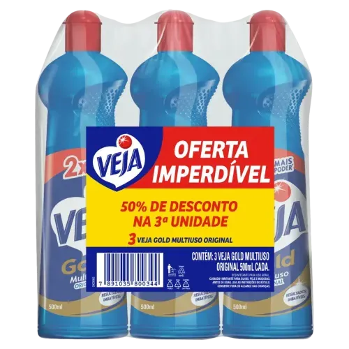 Limpador Multiuso Veja Gold Original com 3 unidades de 500ml