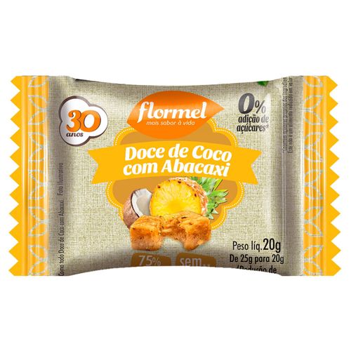 Doce Flormel Coco com Abacaxi Zero Açúcar 20g