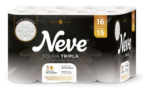 Papel Higiênico Folha Tripla Neutro Neve Supreme 20m Pacote Leve 16 Pague 15 Unidades