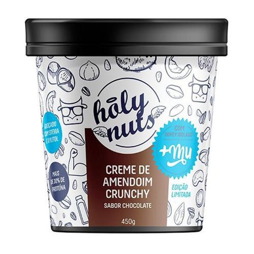 Creme de Amendoim Holy Nuts Crunchy Chocolate com Whey Isolado +Mu 450g