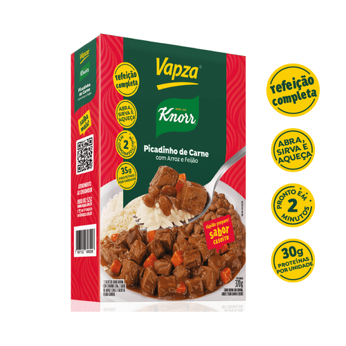 Picadinho De Carne Com Arroz e Feijão Vapza e Knorr 370g