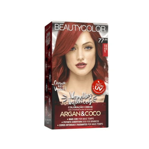 Tintura Permanente Kit Creme 77.44 Vermelho Sedução Beauty Color