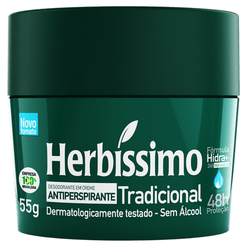 Desodorante em Creme Antiperspirante Tradicional 48h Proteção Herbíssimo 55g