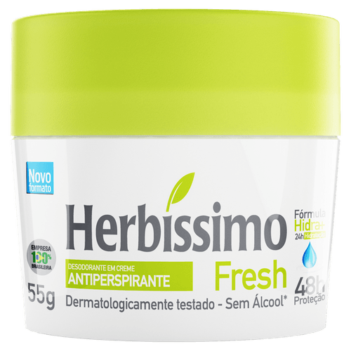 Desodorante em Creme Antiperspirante Fresh 48h Proteção Herbíssimo 55g