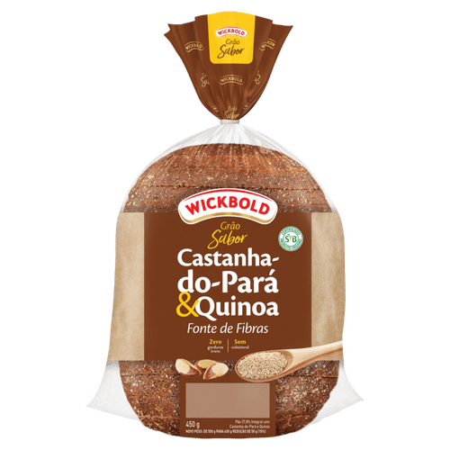 Pão 37,8% Integral com Castanha-do-Pará & Quinoa Wickbold Grão Sabor Pacote 450g