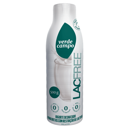 Iogurte Desnatado Zero Lactose para Dietas com Restrição de Lactose sem Adição de Açúcar Verde Campo Lacfree Garrafa 500g